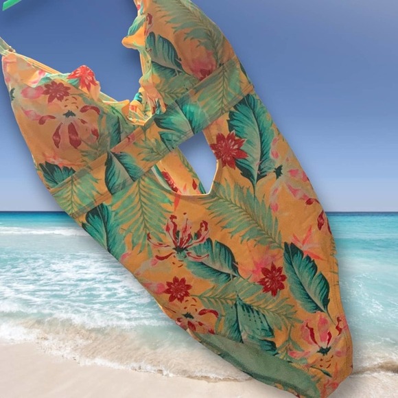 Feathers and Floral Bright XL Swimsuit. California. Sunshine. - Picture 14 of 14